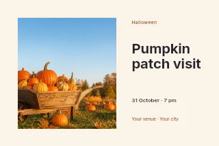 wooden wheelbarrow filled with pumpkins in Pumpkin patch visit · Horizontal photo dialogue