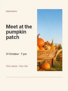 wooden wheelbarrow filled with pumpkins in Pumpkin patch visit photo layout · Split portrait