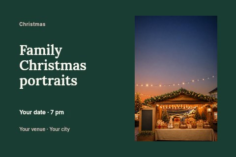 Family Christmas portraits postcard template