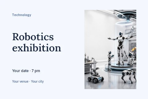 Robotics exhibition postcard template