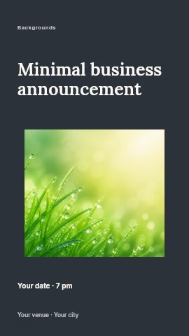 Dewy grass blades in soft morning light in Minimal business announcement instagram story template