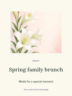 White Easter lilies on pink background in Spring family brunch · Picture window