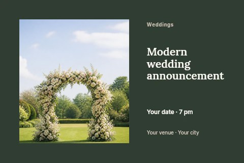Modern wedding announcement postcard template