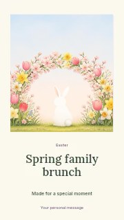 Easter bunny with spring flower arch in Spring family brunch · Quiet photo gallery