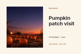 Pumpkin Patch at Dusk with Lanterns in Pumpkin patch visit · Horizontal photo dialogue