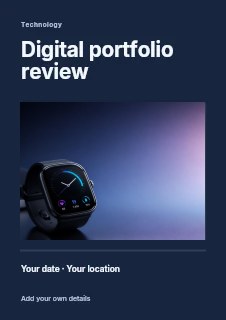Digital portfolio review flyer template · Title & photograph