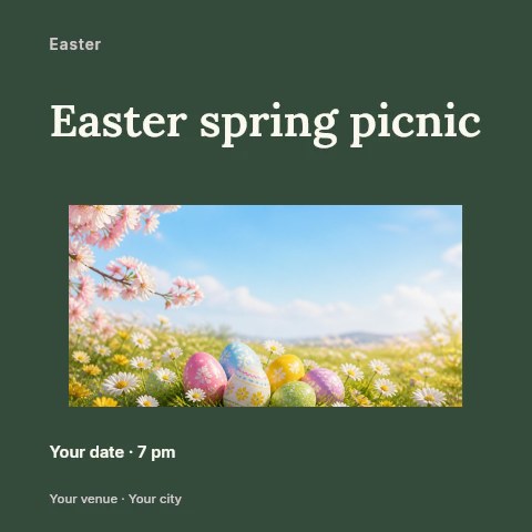 Easter spring picnic social media post template