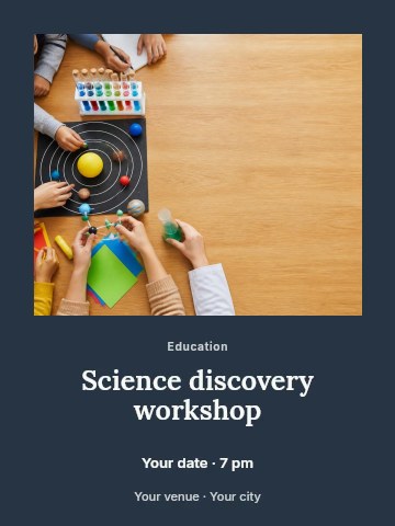 Science discovery workshop poster template