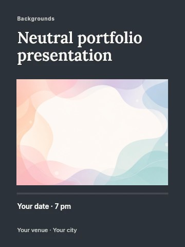 Soft pastel abstract wave background in Neutral portfolio presentation invitation template