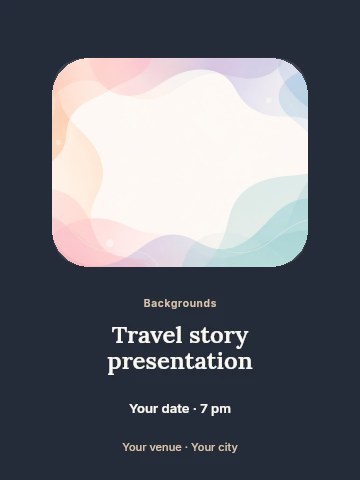 Soft pastel abstract wave background in Travel story presentation poster template
