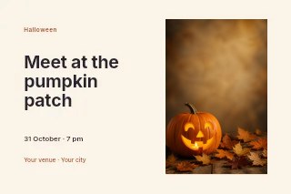 Pumpkin patch visit photo layout postcard template · Horizontal photo dialogue