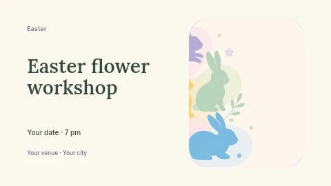 Colorful Easter Bunny Silhouettes with Flowers in Easter flower workshop banner template