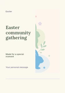 Colorful Easter Bunny Silhouettes with Flowers in Easter community gathering · Split portrait