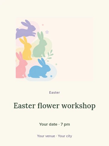 Colorful Easter Bunny Silhouettes with Flowers in Easter flower workshop poster template