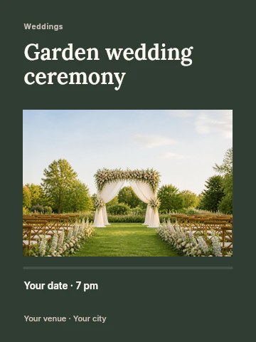 Garden wedding ceremony invitation template