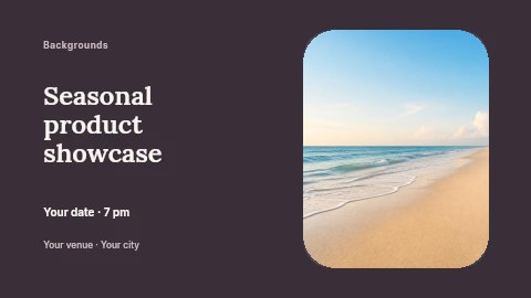 Calm ocean beach with clear sky in Seasonal product showcase banner template