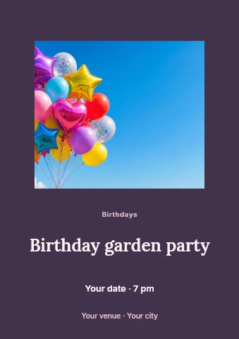Birthday garden party flyer template