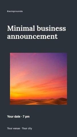 Sunset over desert sand dunes in Minimal business announcement instagram story template