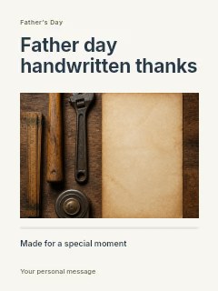 Vintage Hand Tools with Blank Paper in Father Day handwritten thanks · Title & photograph