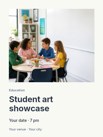 Student art showcase invitation template