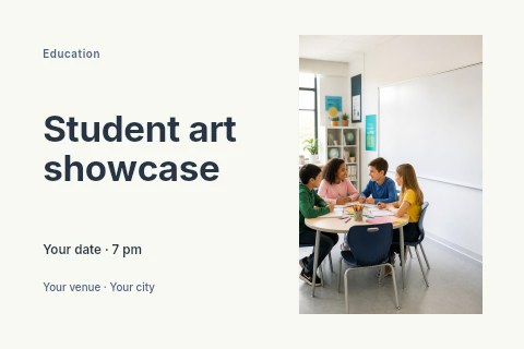 Student art showcase postcard template