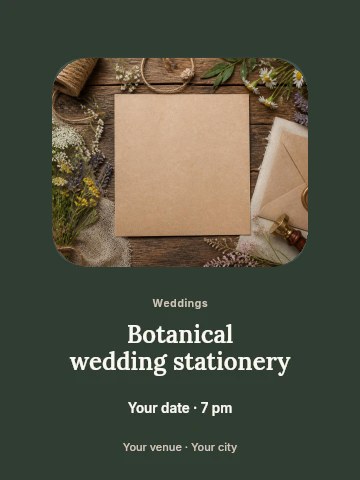 Botanical wedding stationery invitation template