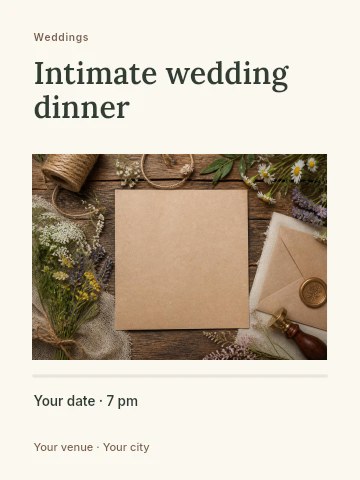 Intimate wedding dinner invitation template