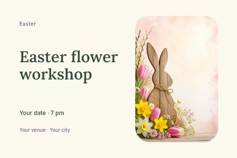 Easter flower workshop postcard template