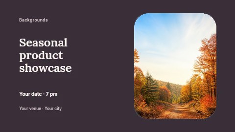 autumn forest path with orange leaves in Seasonal product showcase banner template