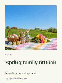 Easter picnic setup with bunny figures and eggs in Spring family brunch · Gallery editorial