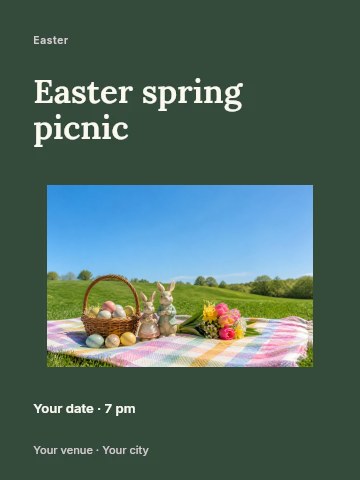 Easter spring picnic poster template