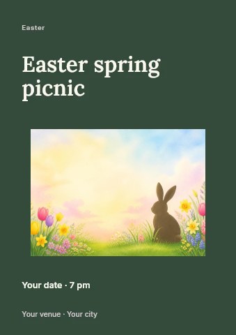 Easter spring picnic flyer template