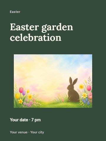 Easter garden celebration invitation template
