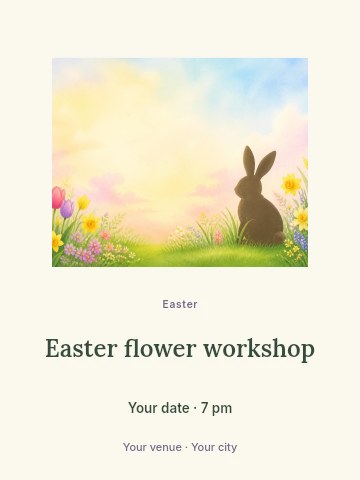 Easter flower workshop invitation template