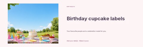 Birthday cupcake labels banner template