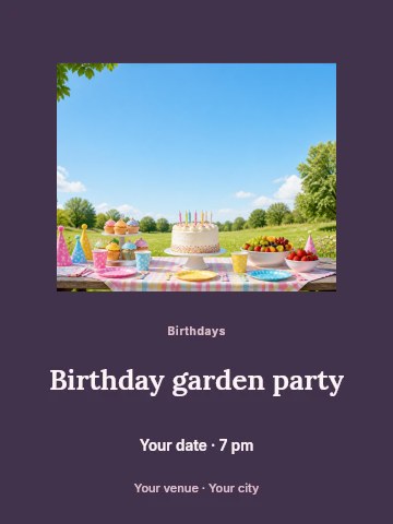 Birthday garden party invitation template