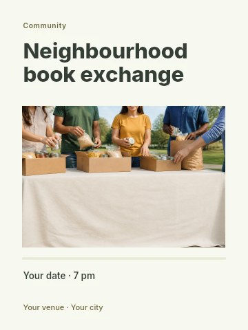 Neighbourhood book exchange invitation template