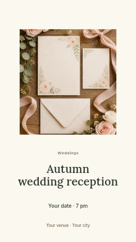 Autumn wedding reception instagram story template