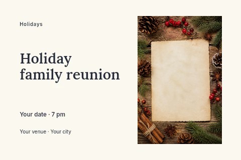 Holiday family reunion postcard template
