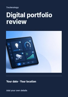 Digital portfolio review flyer template · Title & photograph