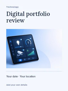 Digital portfolio review poster template · Title & photograph