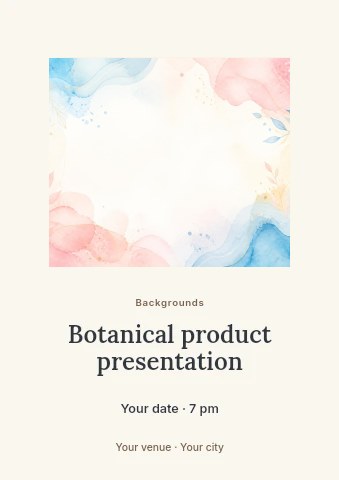 Soft watercolor floral frame background in Botanical product presentation flyer template