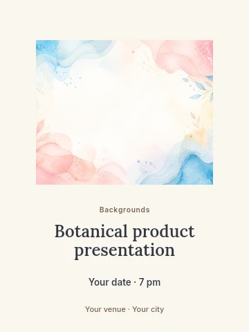 Soft watercolor floral frame background in Botanical product presentation invitation template