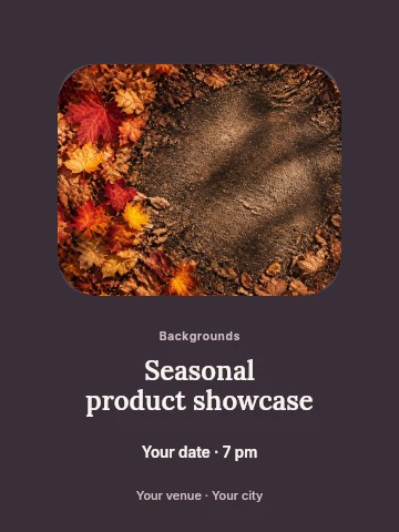 Autumn leaves border dirt patch in Seasonal product showcase invitation template