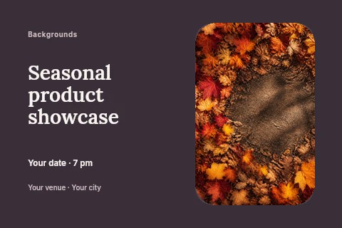 Autumn leaves border dirt patch in Seasonal product showcase postcard template