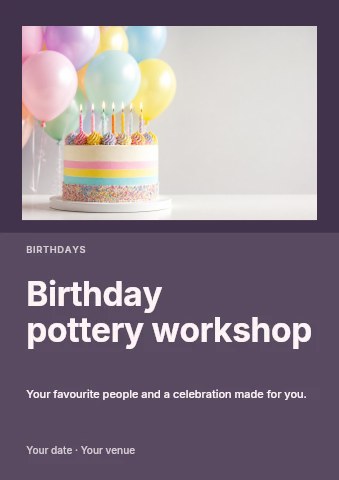 Birthday pottery workshop flyer template