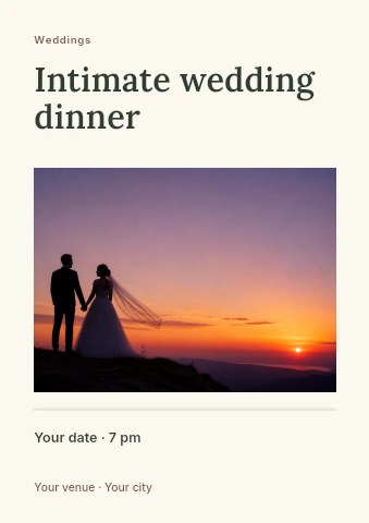 Intimate wedding dinner flyer template