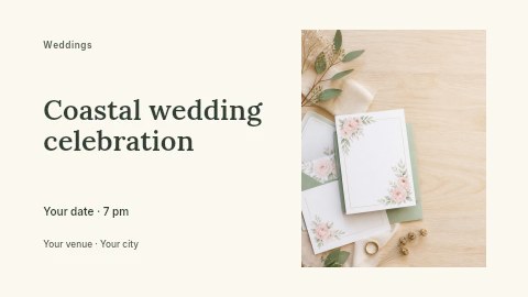 Coastal wedding celebration banner template