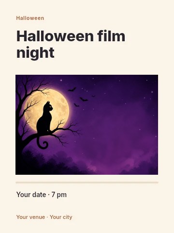 Halloween film night invitation template