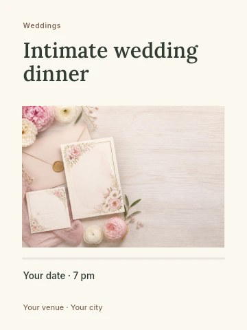 Intimate wedding dinner invitation template